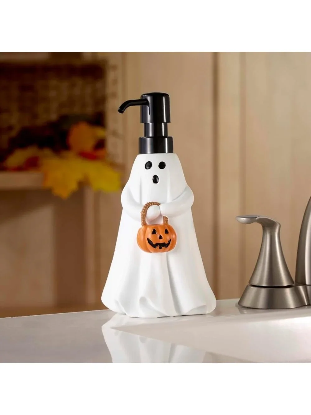Hand Painted Ghost Soap Dispenser & Lotion Pump for Bathroom or Kitchen Decor